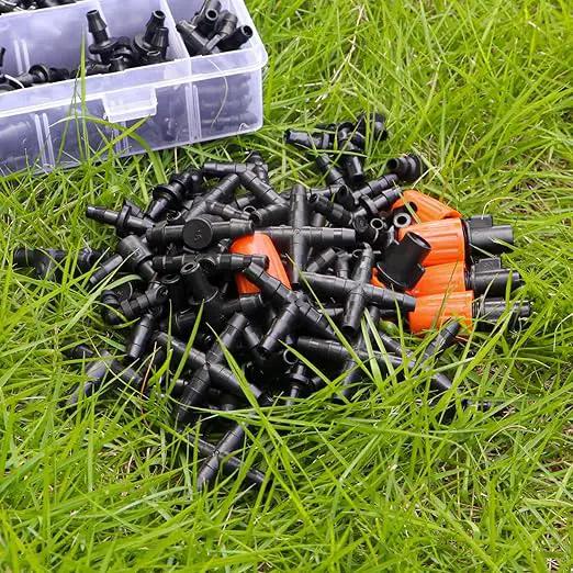 280 Pcs Drip Irrigation Fittings Kit for 1/4" Tubing, 1/4 Inch Drip Irrigation Barbed Connectors (Nozzles, Nozzle Tees, Single Barbs, Couplings, Tees, Elbows, Plugs, Crosses) for Garden System by GreenHaven Gardens