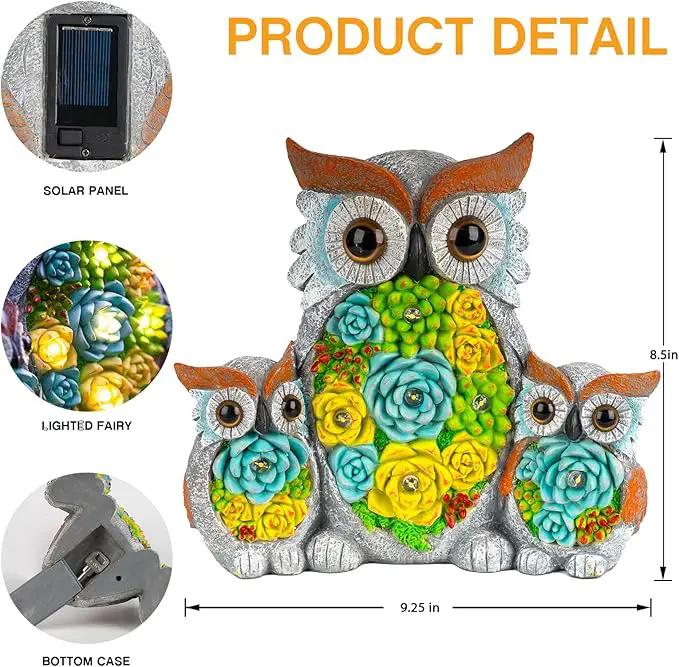 Solar Garden Statue Lights Owl Figurine with LED Lights, Outdoor Garden Succulent Ornaments Waterproof Decoration for Outside Patio Yard Lawn Decor by GreenHaven Gardens