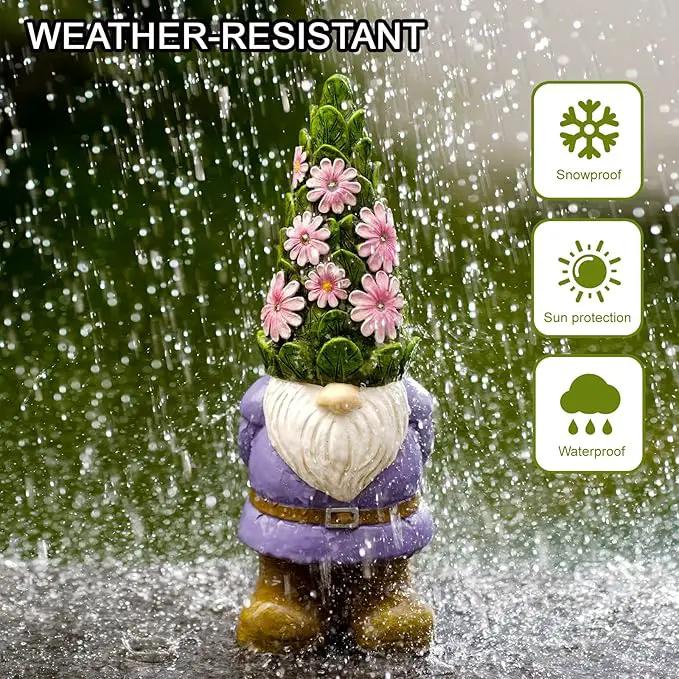 Nacome Solar Garden Outdoor Statues Gnome with Succulent and 7 LED Lights - Lawn Decor for Patio, Balcony, Yard Ornament - Unique Housewarming Gifts by GreenHaven Gardens