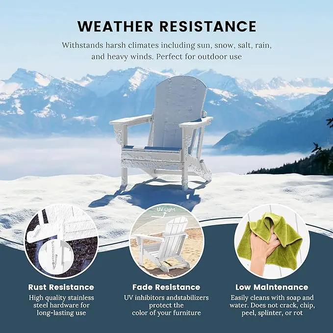 Westin Outdoors Laguna WO Home Outdoor Adirondack Folding Chair Lounger Seat Traditional Retro Home Furniture for Beach, Balcony, Backyard, Lawn, Patio, Pool, Deck, Garden (White) by GreenHaven Gardens