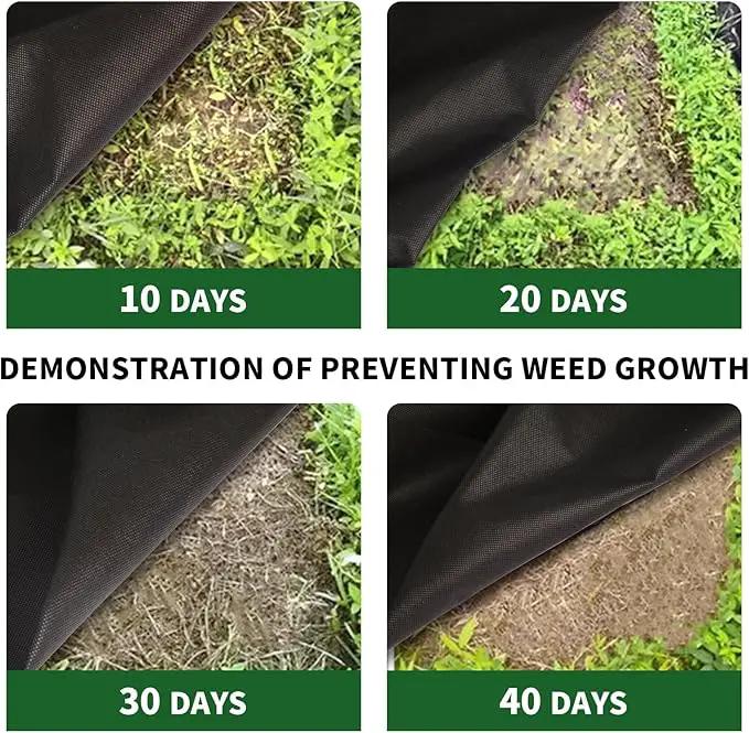 Non-Woven Weed Barrier Landscape Fabric, Durable Heavy-Duty Weed Removal Block, Easy to Set, Excellent Weed Control (3.2 oz) (3.2FT*98FT) by GreenHaven Gardens