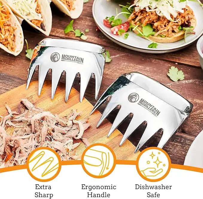 Meat Claws Meat Shredder for BBQ - Perfectly Shredded Meat, These Are The Meat Claws You Need - Best Pulled Pork Shredder Claw x 2 For Barbecue, Smoker, Grill (Solid Metal) by GreenHaven Gardens
