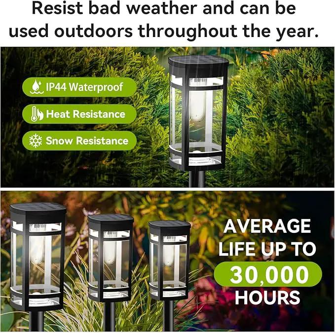 8 Pack Solar Lights Outdoor Waterproof for Garden Pathway Walkway Driveway Yard Lawn Decorative Landscape Lighting. (Cool White Light, 8) by GreenHaven Gardens