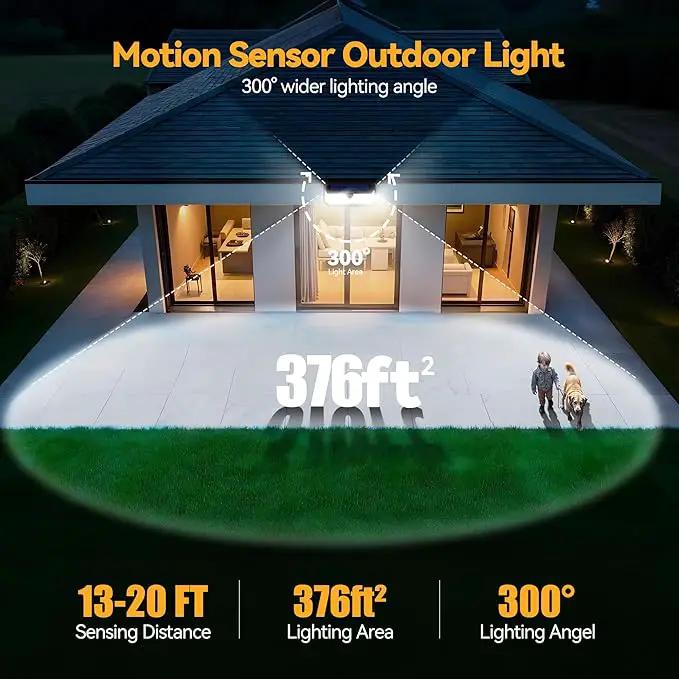 TECKNET 461 LED Solar Powered Outdoor Lights, 270° Angle & 3 Lighting Modes Motion Sensor Light Outdoor, Security Solar Lights Waterproof for Fence Front Door Yard Deck Garden Garage House - 4 Pack by GreenHaven Gardens