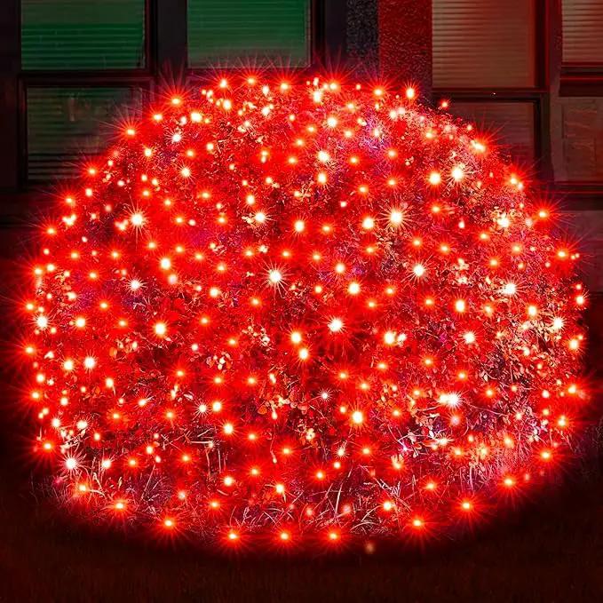 Led Christmas Net Lights Outdoor Christmas Decorations 120Led 6Ftx4Ft Connectable Waterptoof Mesh Net Lights for Trees Bushes Wedding Garden Outdoor Christmas Decorations (Red) by GreenHaven Gardens