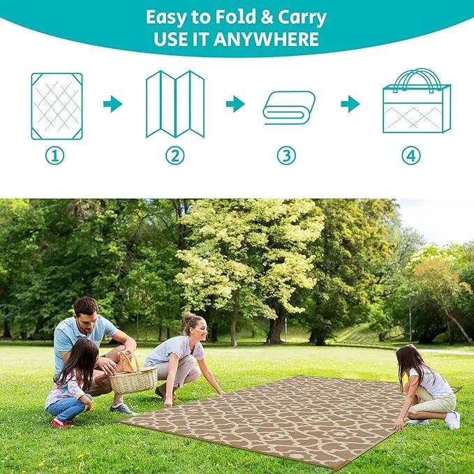 HEBE Outdoor Rug Waterproof 9x12, Plastic Straw Rug Camping Rug, Reversible Outdoor Patio Rugs RV Mat Clearance, Indoor Outside Floor Carpet for Porch,Deck,Camper,Balcony,Backyard by GreenHaven Gardens