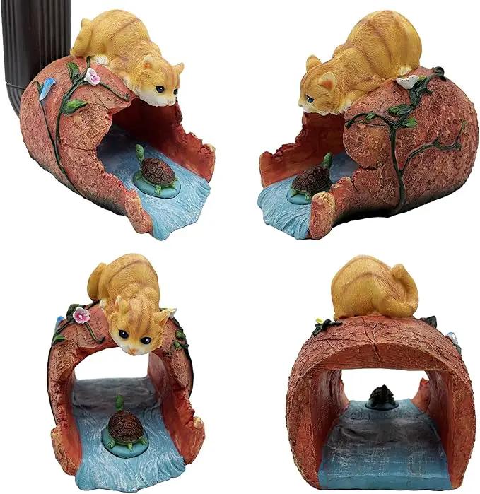 Funny Cat Garden Sculpture & Statue, Outdoor Decor Ornament, Gutter Diverter Rain, Downspout Extender, Eco-Friendly Resin, Splash Block, Perfect for 3"x4" Gutters, Unique Gift by GreenHaven Gardens