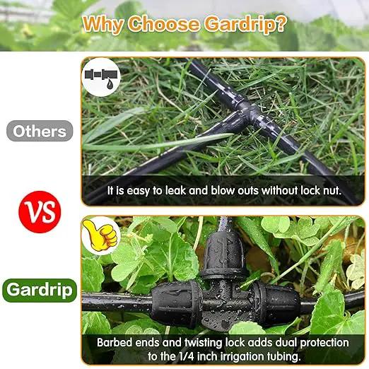 Upgraded 1/4" Drip Irrigation Tee Fittings：24 Pieces Leak Free Lock Barbed 3 Way Tee Connectors for 1/4 Inch Irrigation Tubing Quick Connect Parts for Garden Landscape System by GreenHaven Gardens