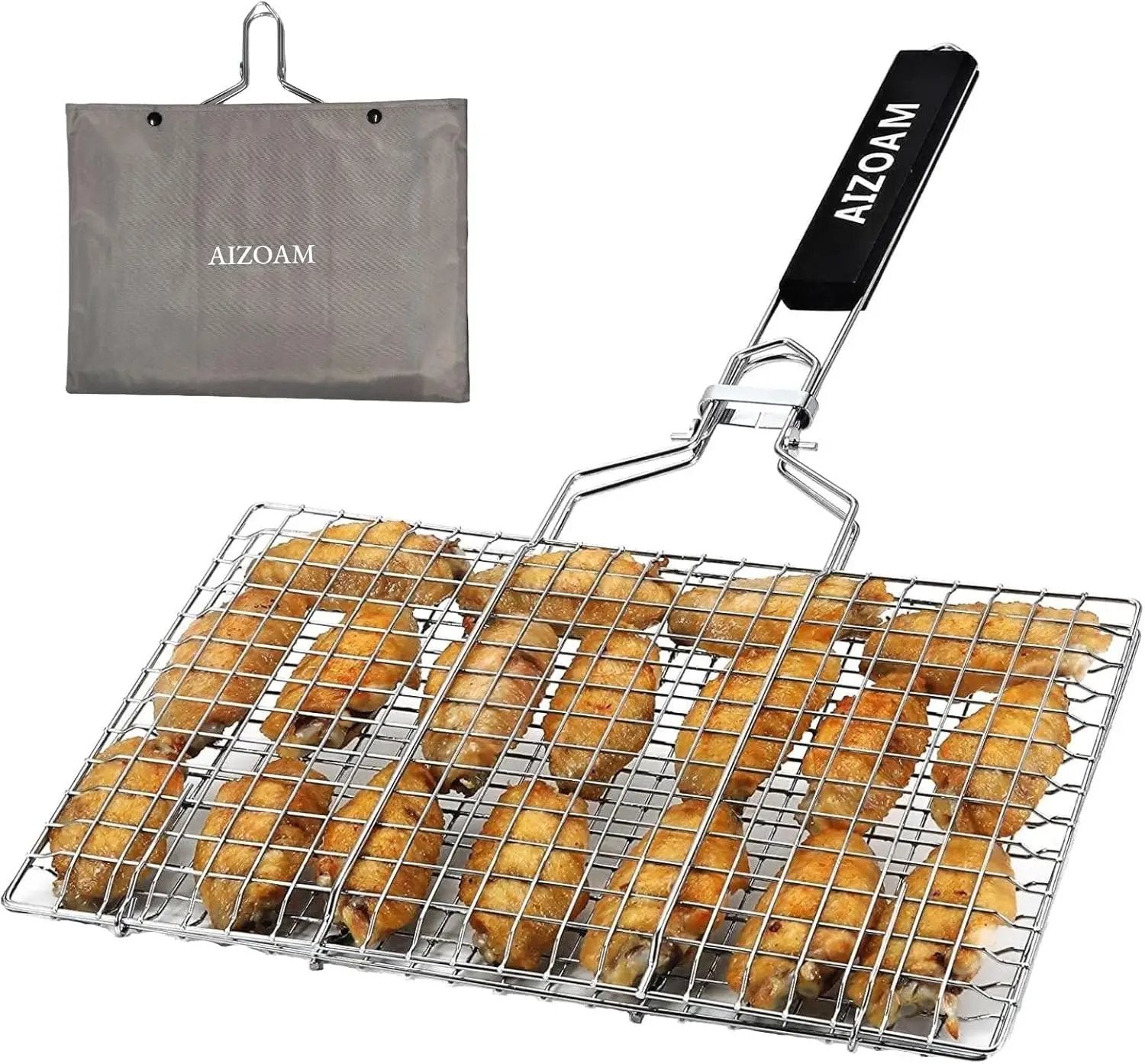 Shallow Grill Basket Fish Grill Basket, Fish Grilling Basket BBQ Fish Grill Baskets for Outdoor Grill,Grill Basket with Removable Handle. Perfect for Grilling Fish Fillets by GreenHaven Gardens