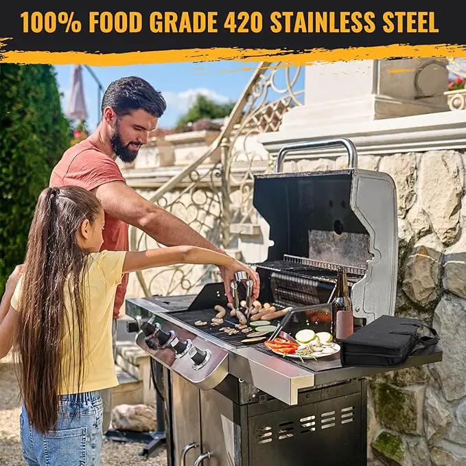 BBQ Grill Tools Set 16-inch Heavy Duty, 6 Pcs- Barbecue Utensils Kit for Camping, Kitchen, Outdoor Cooking,Suitable as a Gift for Men, Fathers, Friends by GreenHaven Gardens