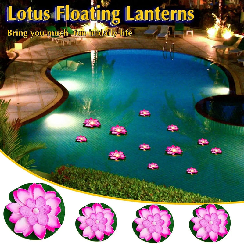 Liliful 24 Pcs Diwali Lotus Decoration Pool Floating Lights, Artificial Flowers Lotus with LED,Lily Pads Water Lantern for Indian Puja Home Decoration(3.94 Inch, 5.91 Inch,Pink) by GreenHaven Gardens