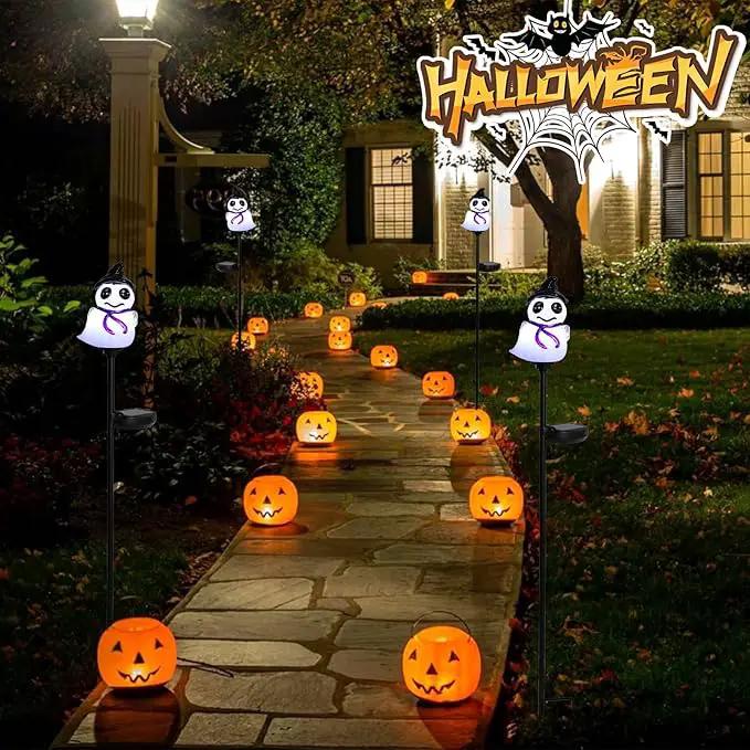Afirst Halloween Ghosts Pathway Solar Lights Handblown Glass Waterproof Outdoor Halloween Decoration Solar LED Outdoor Décor Front Porch Decor 2 Pack by GreenHaven Gardens