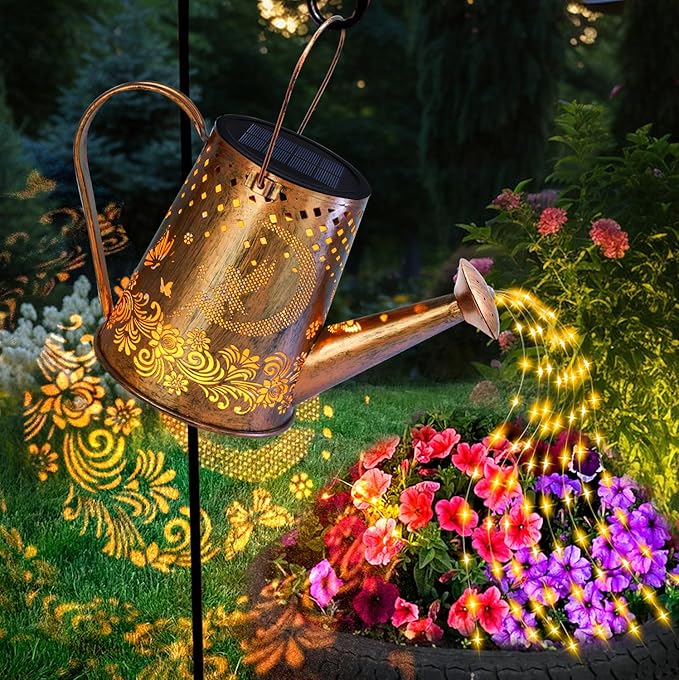 YJFWAL Solar Watering can with Lights, Unique Gifts for Mom Grandma Women Birthday, Waterproof Gardening Gifts Watering Can with Cascading Lights Outdoor Decor for Garden Patio Yard Pathway Backyard by GreenHaven Gardens
