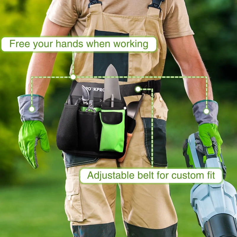 WORKPRO Garden Tool Belt, 5-Pocket Single Side Gardening Tool Pouch with Adjustable Waist Strap, Utility Garden Waist Bag for Women, Ideal for Gardening, Carpentry, and DIY Projects by GreenHaven Gardens