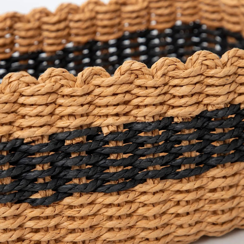 Small baskets for Organizing,Cute woven Storage basket with recycled paper rope for Shelves Bathroom,Little decorative basket,Set of 3 (Desert&Black) by GreenHaven Gardens
