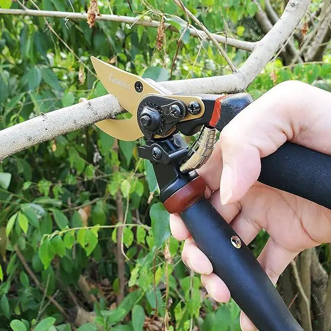 gonicc 8.5" Professional Rotating Bypass Titanium Coated Pruning Shears(GPPS-1014), Secateurs, Scissors, Pruners with Heavy Duty SK5 Blade. Soft Cushion Grip Handle for Everyone. by GreenHaven Gardens