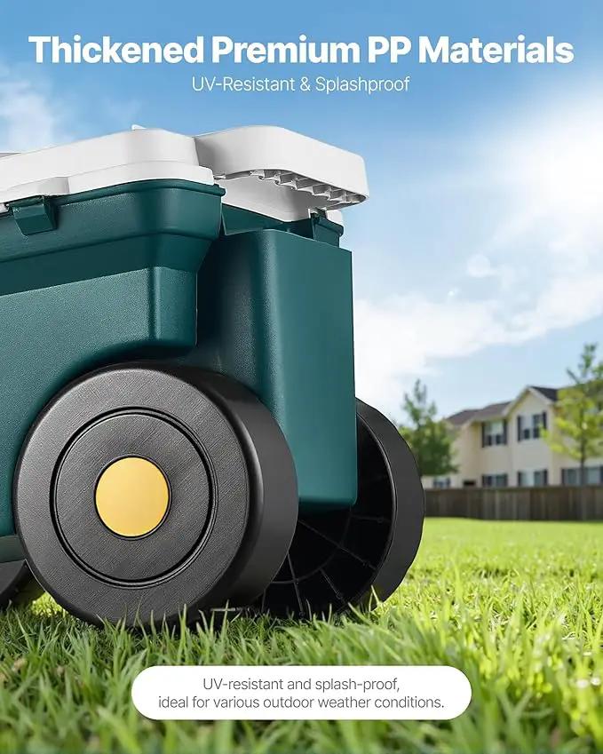 VEVOR Garden Scooter with Seat, 2 in 1 Rolling Garden Cart with Storage Bin, Supports up to 227 lbs, Outdoor Wagon with Handle, Lightweight Storage Gardening Stool for Yard Weeding Planting by GreenHaven Gardens