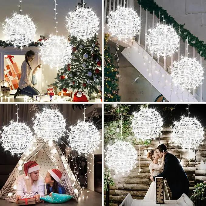 Christmas String Lights Outdoors,4 Pack 15.74" Sphere Lights,Ball Tree Garden Globe Lights for Home, Party, Christmas, Porch Patio,Wedding, Garden,Tree Decoration with Plug by GreenHaven Gardens
