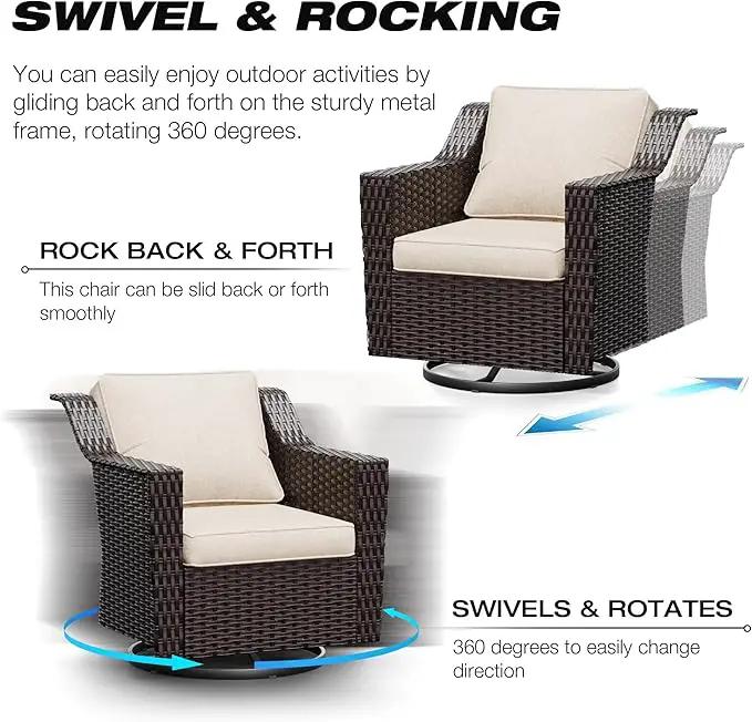 Joyside Outdoor Swivel Chair, Patio Swivel Chairs with Wide Armrest and Thick Cushions, Upgraded Large Size for Backyard, Garden, Poolside by GreenHaven Gardens
