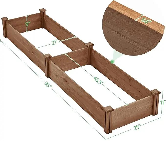 Yaheetech 8x2ft Wooden Horticulture Raised Garden Bed Divisible Elevated Planting Planter Box for Flowers/Vegetables in Backyard/Patio Outdoor, Dark Brown, 95 x 25 x 11in by GreenHaven Gardens