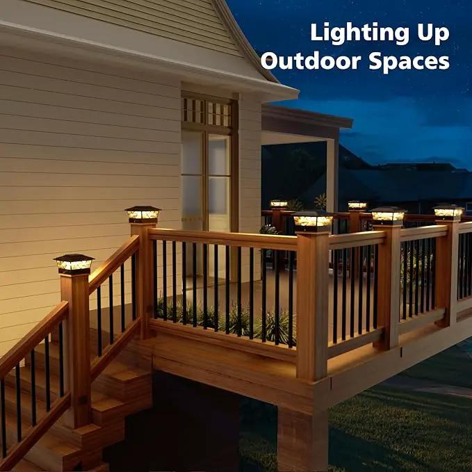 NIORSUN Solar Post Lights Outdoor 4 Pack, 2 Modes LED, Deck Fence Post Solar Lights for 3.5x3.5 4x4 5x5 5.5x5.5 Caps Patio Garden Decoration, Black by GreenHaven Gardens