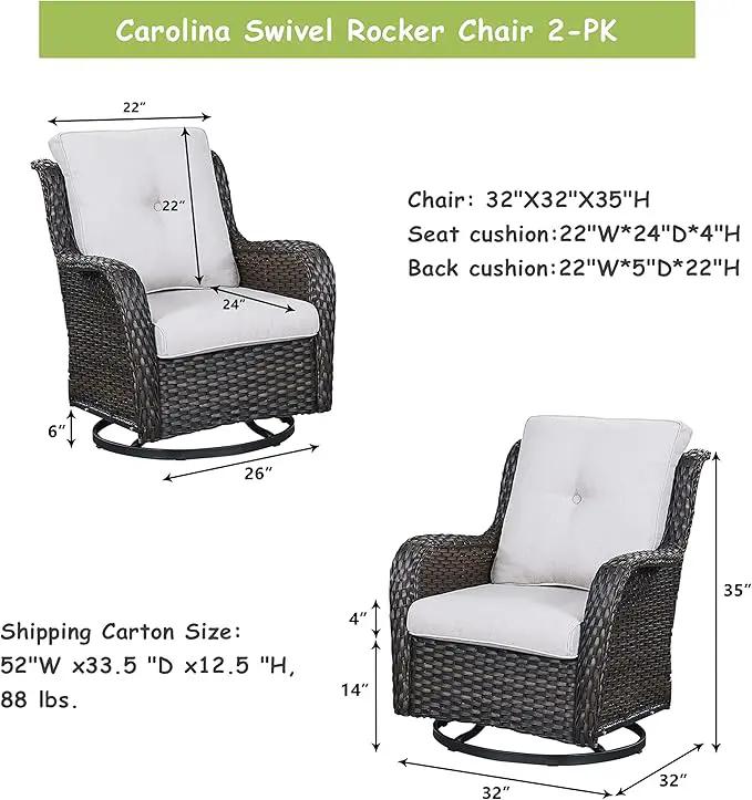 Outdoor Patio Swivel Rocker Chairs - Single Wicker Rattan Patio Swivel Rocking Chair with High Back,Deep Seating and Comfort Cushions for Deck Porch Garden,Brown/Beige by GreenHaven Gardens