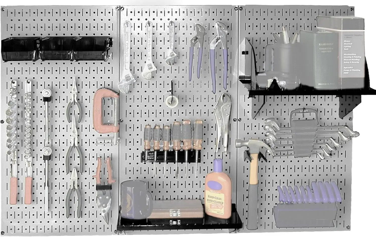Wall Control Metal Pegboard Tool Organizer and Gray Metal Pegboard Pack by GreenHaven Gardens
