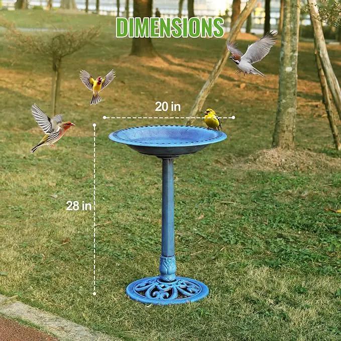 Backyard Expressions Outdoor Garden Bird Bath - Blue - Weather Resistant Polyresin - 27 Inch by GreenHaven Gardens