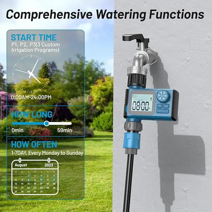 Sprinkler Timer, Hoses Timer for Watering, Outdoor Irrigation Timers, Water Scheduling Device for Tube Programmable with Auto/Manual/Rain-Delay System, Water Hoses Timers for Yard, Lawn, Pool(Blue) by GreenHaven Gardens