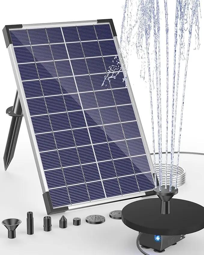 Biling Solar Water Pump for Bird Bath, 6.5W Solar Panel Kit Outdoor Solar Fountain with DIY 5ft Tubing for Small Ponds Garden and Pool by GreenHaven Gardens