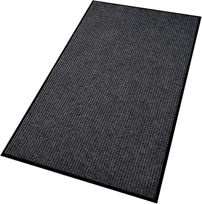 Low Profile Rubber Door Mat, 60x35inch, Heavy Duty, Durable Doormat, Indoor and Outdoor, Waterproof, Easy Clean Shoe Scraper, Home Rug Welcome Mats for Entryway, Patio, Porch, Grey by GreenHaven Gardens