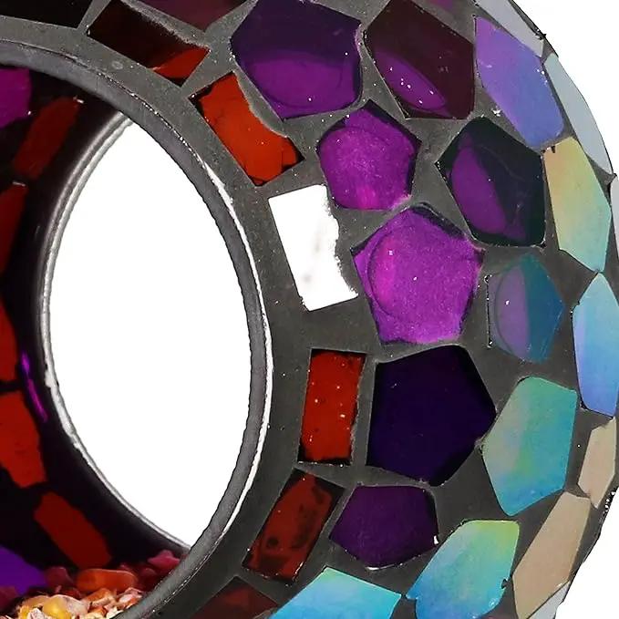 Sunnydaze 6-Inch Glass Mosaic Hanging Bird Feeder for Outdoors - Fly-Through Wild Bird Feeder - Iridescent Purple Mosaic by GreenHaven Gardens