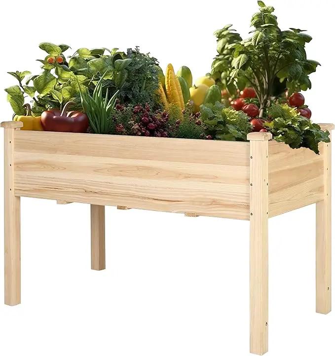 MUPATER 4x2FT Raised Garden Bed,Raised Garden Bed with Four Legs, Elevated Planter Box with Drainage Holes for Herbs and Vegetables, Outdoor and Indoor, Natural Wood by GreenHaven Gardens