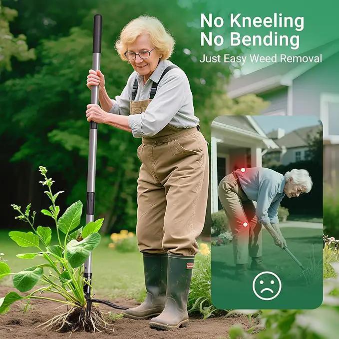 Suchtale Metal Weeder，Stand Up Weed Puller Tool with Long Handle – Heavy-Duty All-Metal Weeder with Upgraded Pincer Claw – Pull Weeds from The Root Without Bending, Pulling, or Kneeling by GreenHaven Gardens