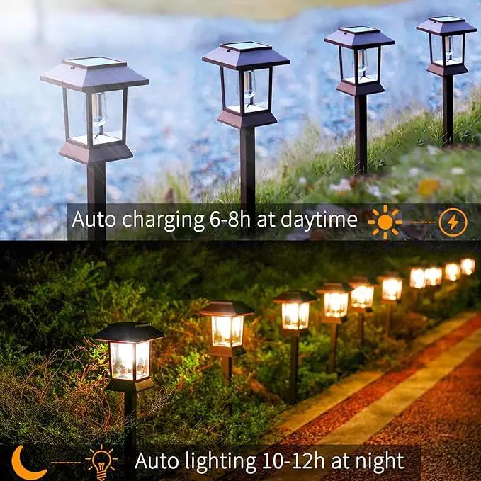 Solar Pathway Lights Outdoor Waterproof IP65, Brown Solar Lights Outdoor with Hook 6PK, Upgraded 1000mAH Battery, Up to 12Hrs, Auto On/Off, Garden Decor for Yard, Driveway, Walkway (Bulb) by GreenHaven Gardens