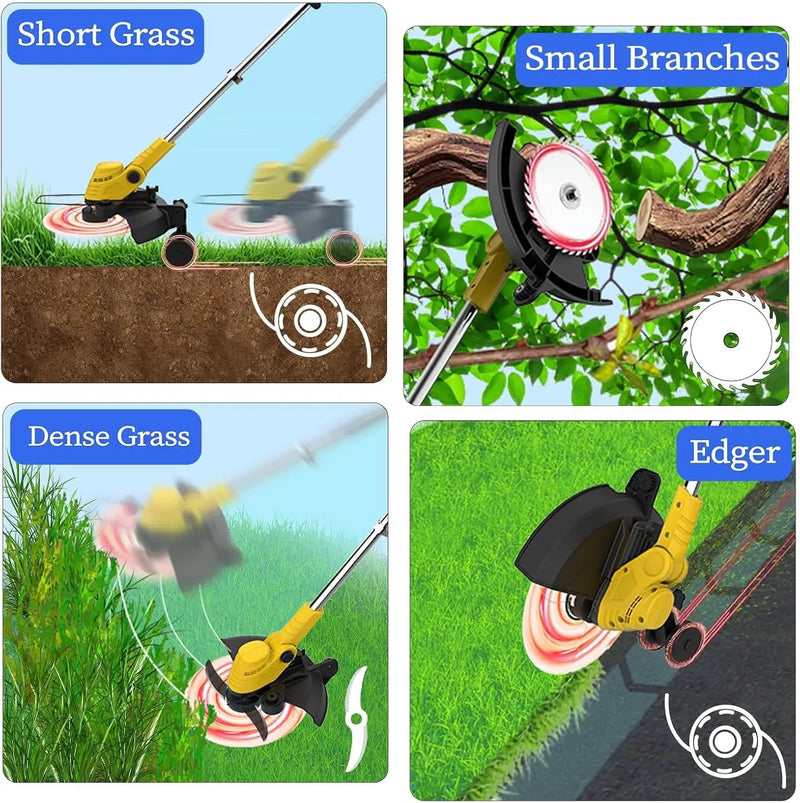 20000 RPM(4.0AhX1) Electric Weed Wacker,Dual-Durable-Line,Metal Blades,Wheel,4-in-1 Battery Powered Weed Eater Cordless+String Trimmer+Edger Lawn Tool+Brush Cutter,Weed Whacker,Weed Trimmer Lawn by GreenHaven Gardens