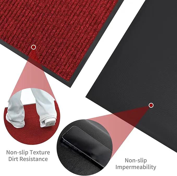 Rubber Door Mat About W3' ×L16' Heavy Duty Large Outdoor Indoor Mat Durable Entrance Doormat Waterproof Rubber Back Rugs for Home Entryway Patio Porch Office Business Areas (Wine Red) by GreenHaven Gardens
