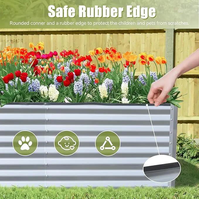 Domi Galvanized Raised Garden Bed, Outdoor Planter Garden Boxes Large Metal Planter Box for Gardening Vegetables Fruits Flowers, Silvery (6x3x2ft) by GreenHaven Gardens
