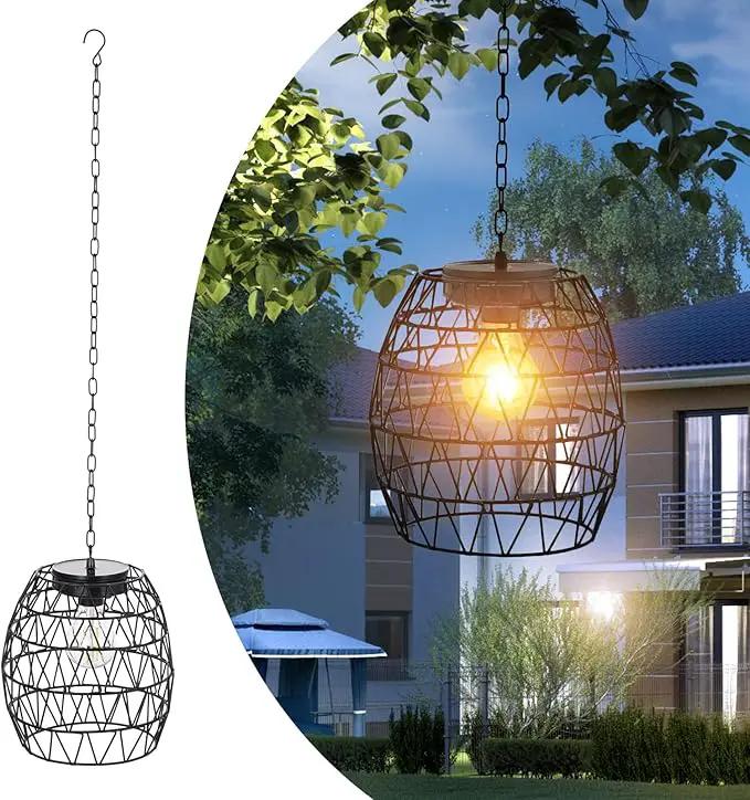 Hanging Solar Lantern Outdoor Waterproof, Metal Lantern Bright Solar Outdoor Lights with Edison Bulb for Garden Patio Yard Decoration by GreenHaven Gardens