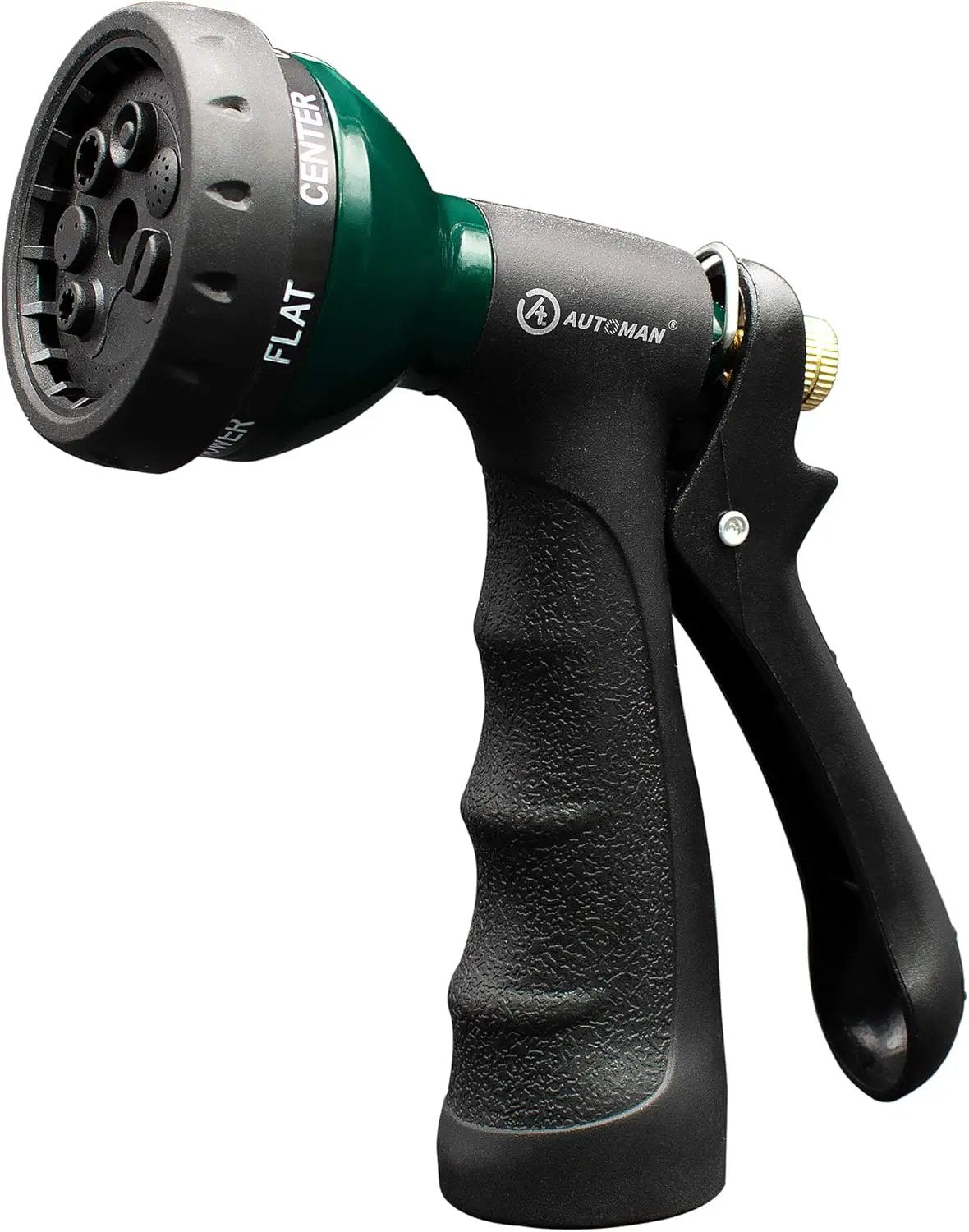 AUTOMAN-Garden-Hose-Nozzle, Metal Water Spray Nozzle with Heavy Duty 7 Adjustable Watering Patterns,Slip Resistant for Watering Plants,Lawn& Garden,Washing Cars,Cleaning,Showering Pets & Outdoor Fun. by GreenHaven Gardens
