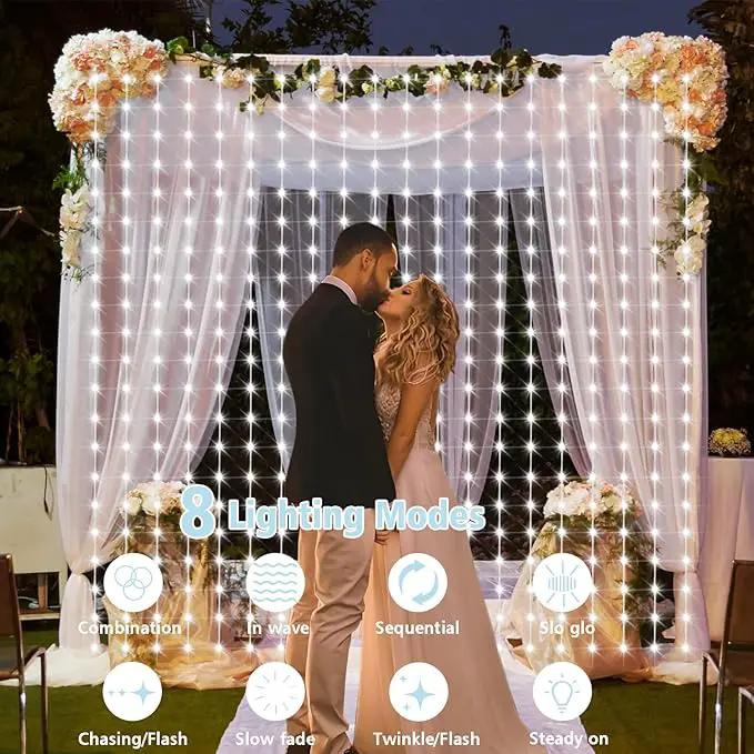 echosari Christmas Curtain Lights Solar Powered 7.9ft x 6ft 144 LED Outdoor Curtain Lights Waterproof with Timer 8 Modes for Christmas Garden Patio Fence Wedding Wall Window Gazebo Decor Cool White by GreenHaven Gardens