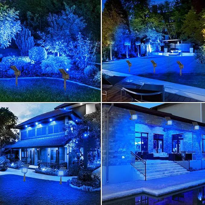 Solar Spot Lights Outdoor, Blue Solar Lights Outdoor Waterproof IP65, Adjustable Panel Solar Landscape Spotlights for Tree Yard Halloween Christmas Landscape Decor, 6 Pack by GreenHaven Gardens