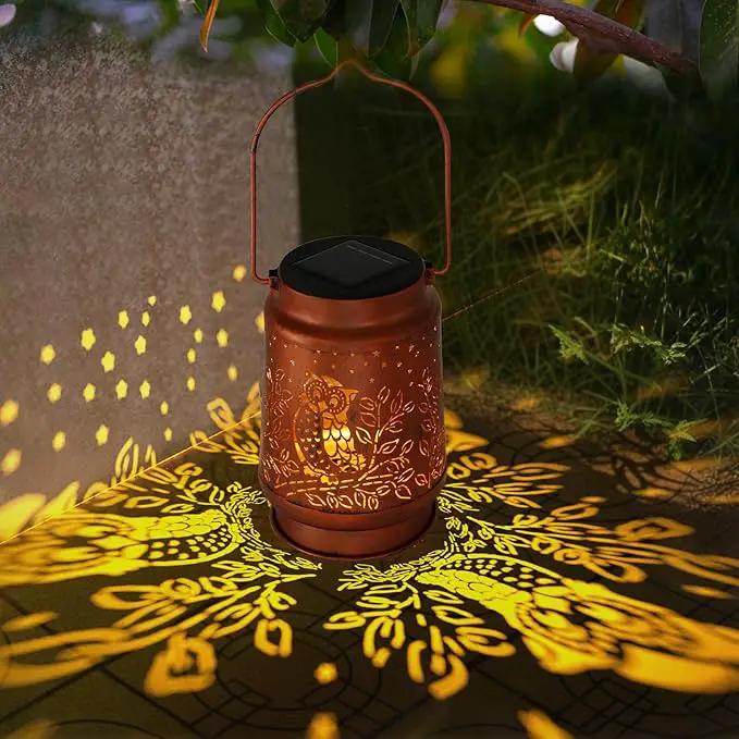 Solar Lanterns Outdoor Waterproof - Metal Hanging Solar Lights for Patio Yard Garden Decor, Christmas Birthday Gifts for Women Mom Men (2 Pack, Owl Shape) by GreenHaven Gardens