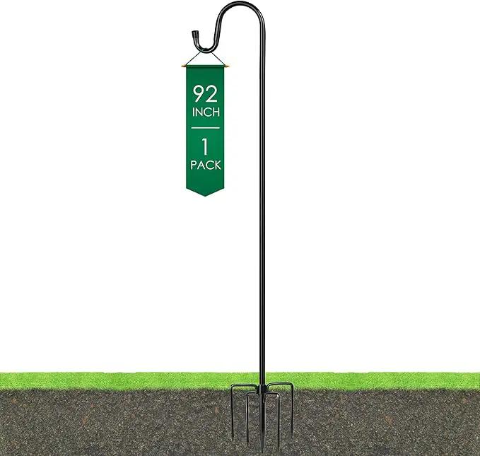 Ottsuls Shepherds Hooks with 5 Prongs Base for Outdoor - 92" Adjustable Bird Feeder Pole for Outside Hanging, Garden, Hummingbird Feeder, Plant Baskets, Solar Light Lanterns, Wedding Decor (1 Pack) by GreenHaven Gardens
