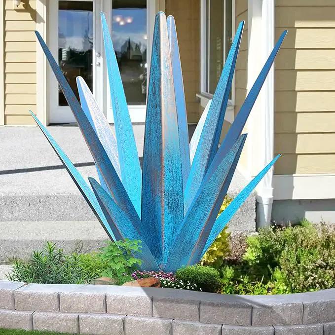 Large Tequila Rustic Sculpture, Rustic Metal Agave Plants for Outdoor Patio Yard, Garden Statue Outdoor Clearance Lawn Ornaments by GreenHaven Gardens