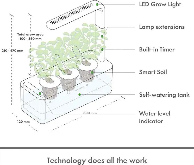Click & Grow Indoor Herb Garden Kit with Grow Light | Smart Garden for Home Kitchen Windowsill | Easier Than Hydroponics Growing System | Vegetable Gardening Starter (3 Basil Pods Included), White by GreenHaven Gardens