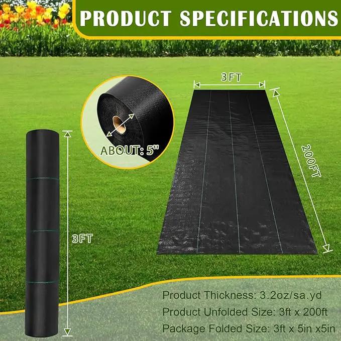 KAKO Weed Barrier Fabric 3Ft x 200Ft, Garden Weed Barrier Fabric, Weed Barrier Landscape Fabric, Garden Fabric Weed Barrier Weed Cloth for Garden Fabric, Landscaping Fabric, Driveway Fabric by GreenHaven Gardens