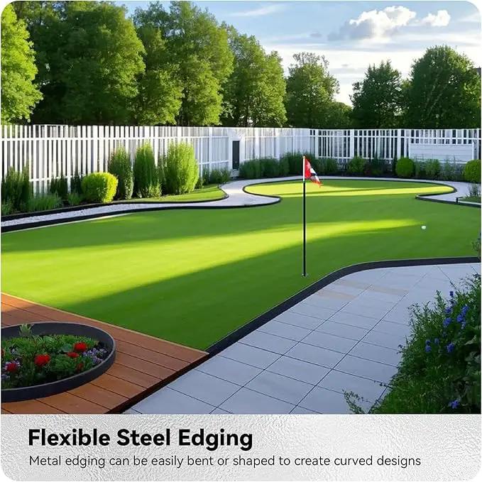Worth Galvanized Steel Landscape Edging 10" x25' Metal Garden Edging Roll Flexible Bender Border with 8Pcs Stakes for Lawn, Flower Bed Edges, Black