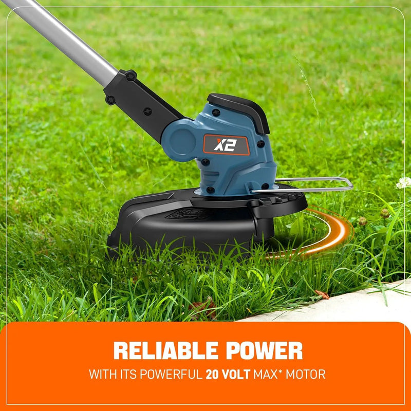 SENIX X2 20V 10'' Weed Wacker - 2 (2.5 Ah) Batteries, 2A Charger and Spool Included- X2GT-BDL by GreenHaven Gardens