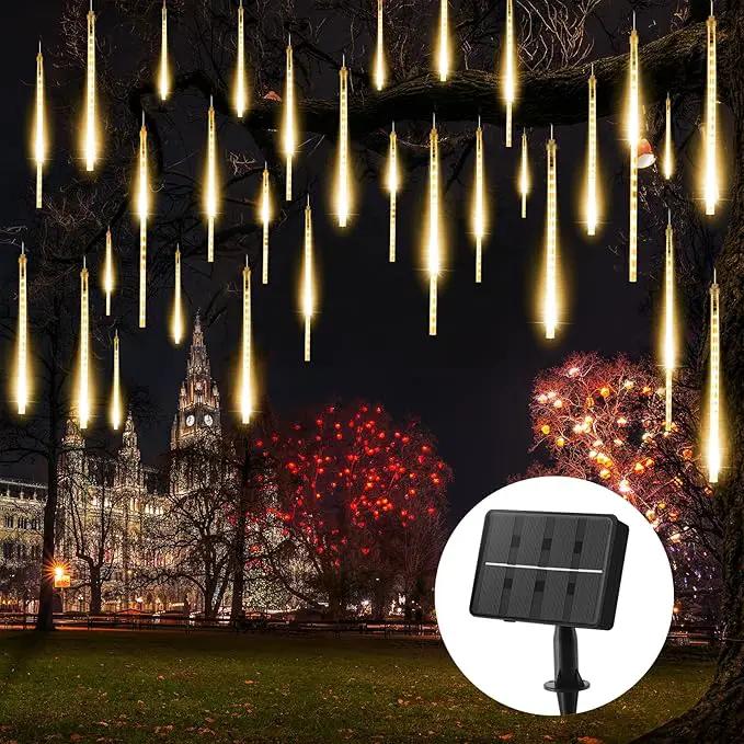 Solar Meteor Shower Lights Outdoor - 576 LED Rain Drop Lights with 16 Tubes, 16 Inches - Solar Powered Christmas Decorations for Tree Bushes Holiday Party Christmas Decor, Warm White by GreenHaven Gardens